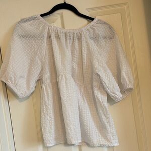 Old Navy Cream Textured Puff Sleeve Blouse